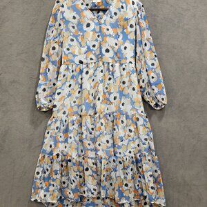 Joie Maxi Dress Women Small Floral Sheer V-Neck  Layered Ruffled‎ Peasant Boho